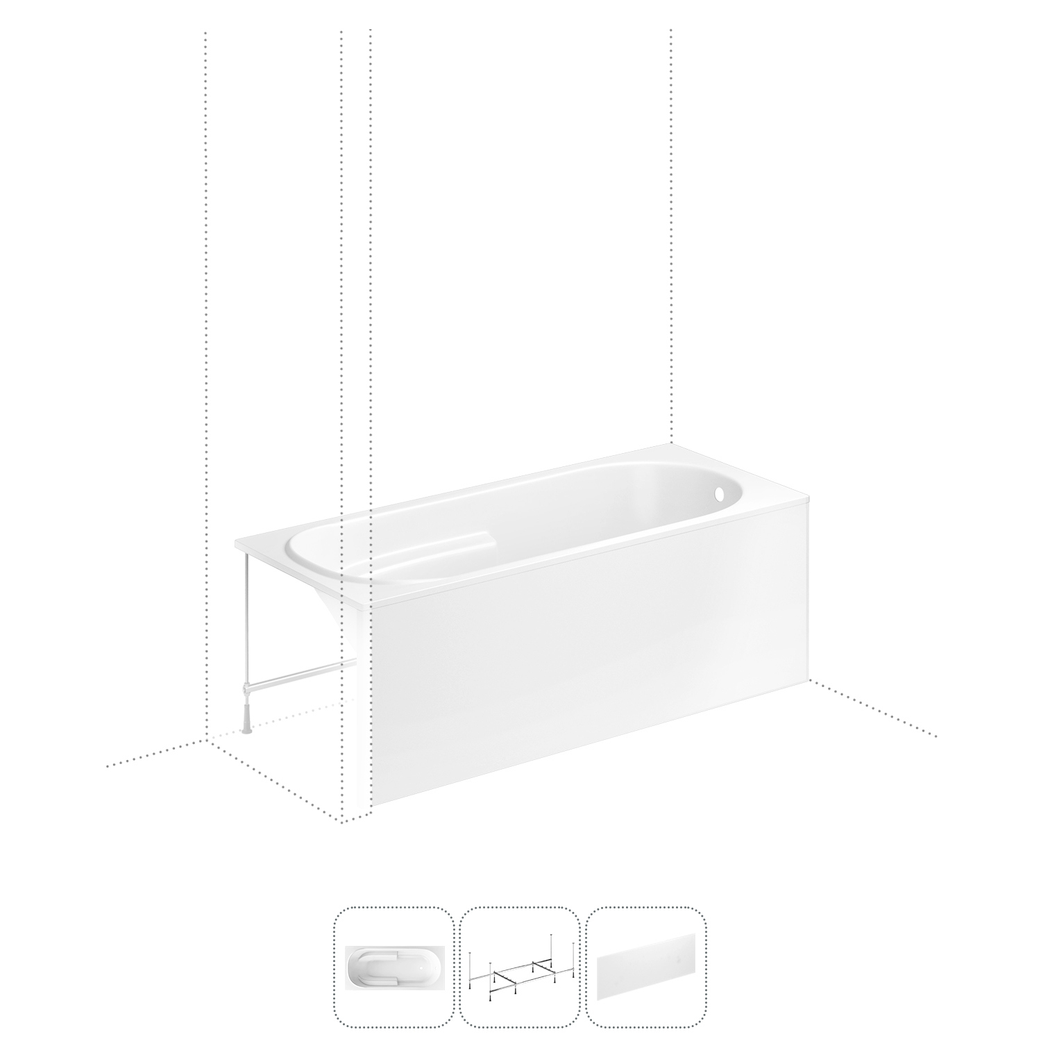 Изображение товара Прямоугольная ванна Lavinia Boho Bristol 170x75 см из литого акрила и металлическим каркасом