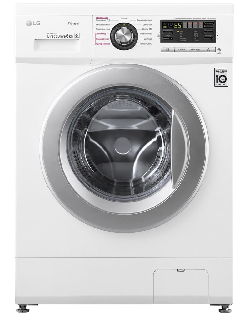Изображение товара Стиральная машина LG F1296NDS1 6 кг с функцией пара Steam и системой прямого привода