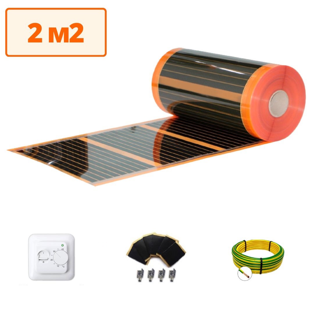 Изображение товара Инфракрасная пленка для теплого пола Теплософт 2 м² 440 Вт с механическим терморегулятором белого цвета