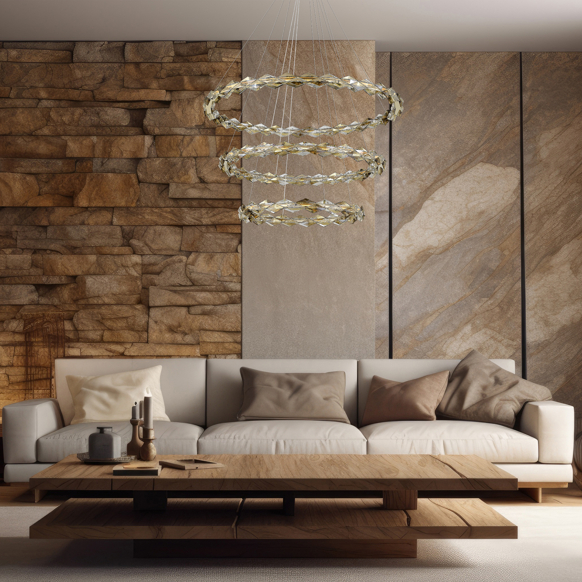 Изображение товара Люстра подвесная светодиодная St luce Diamanta SL6009.203.03 26 м² золото хром интерьер