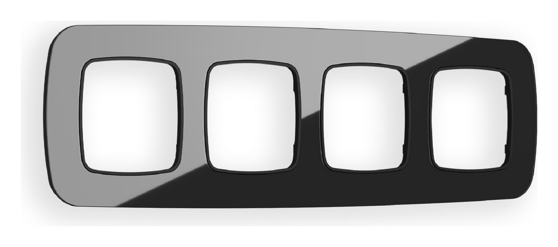 Изображение товара Рамка для розеток и выключателей Ambrella volt Omega Radian OF350804 4 поста черная