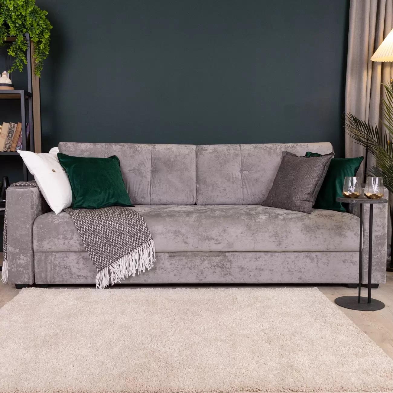 Изображение товара Диван Мафтин Тургояк 218x87x97 см велюр светло-серый ocean 960