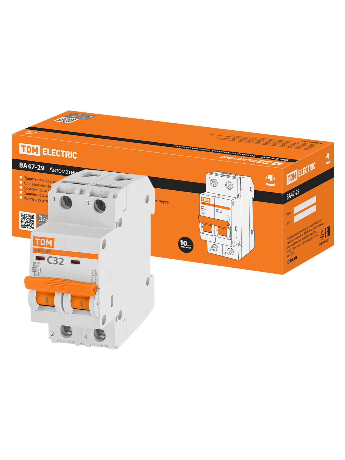 Изображение товара VA47-29 2P 32A 4 5kA автоматический выключатель ТДМ Электрик