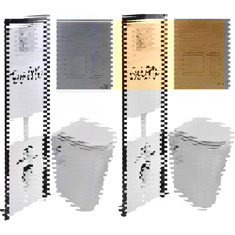 Изображение товара Комплект инсталляции с подвесным унитазом TONI ARTI TA-01 Noche и кнопкой смыва TA-0046