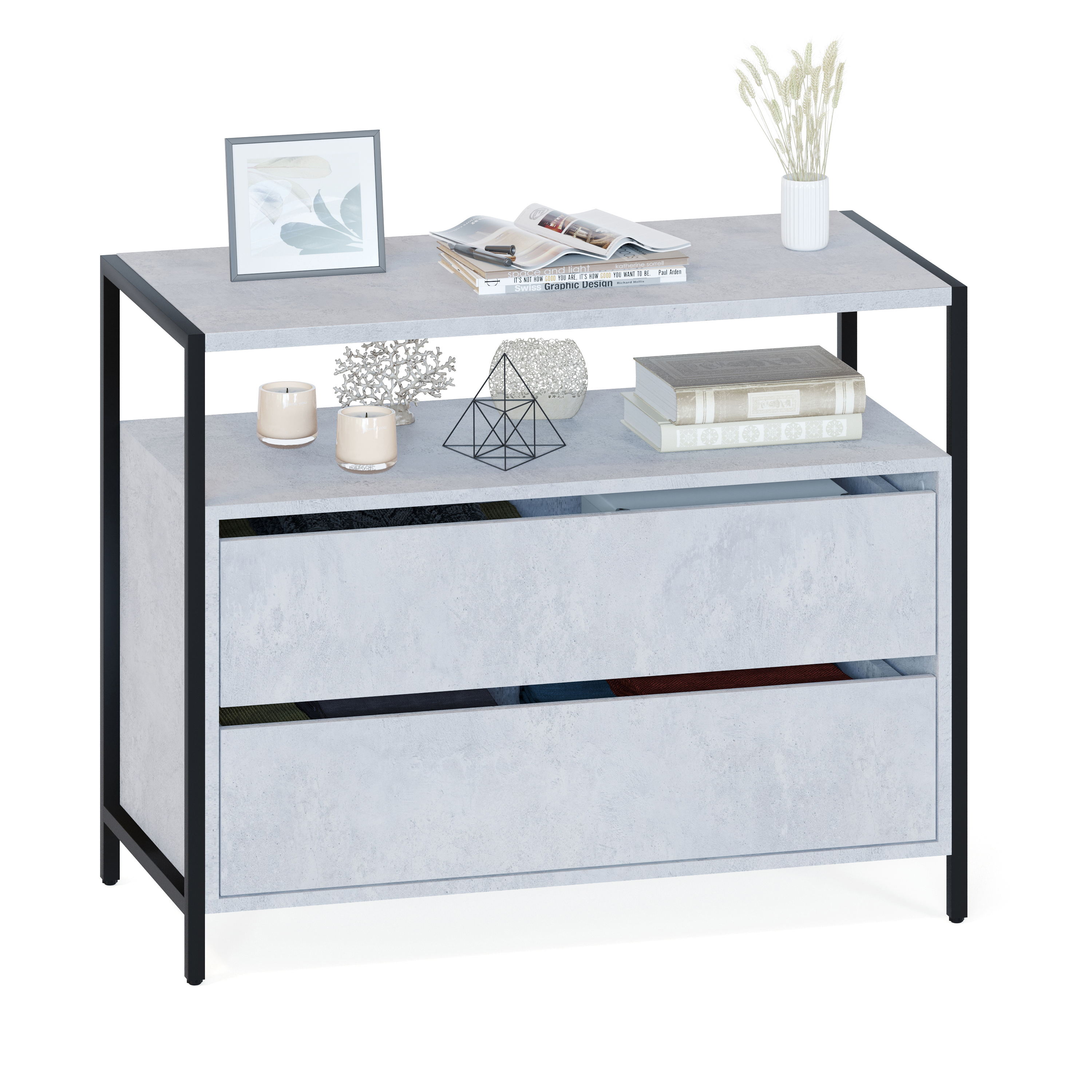 Изображение товара Комод Сокол Т-400 2 ящика 94x44.9x75.5 см ЛДСП цвет бетон