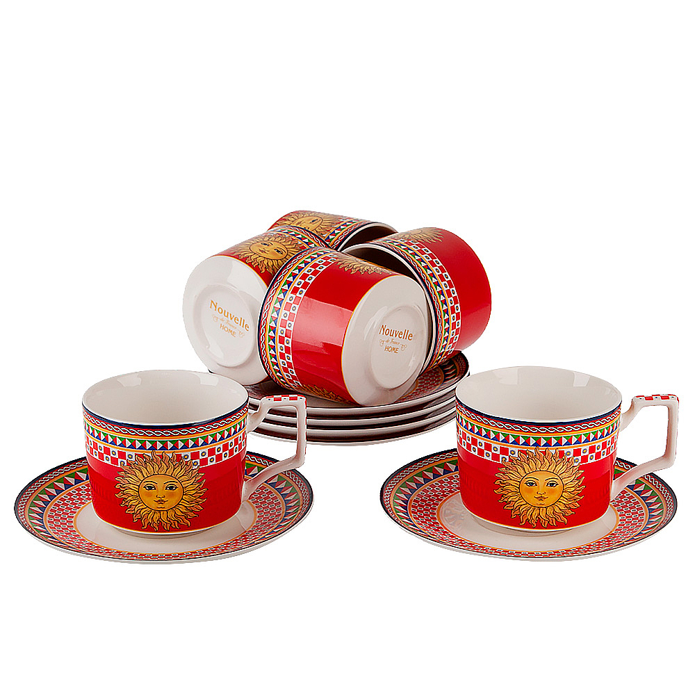 Изображение товара Чайный набор Sicilia Sole 6 персон фарфор 220 мл Nouvelle подарочный дизайн солнце
