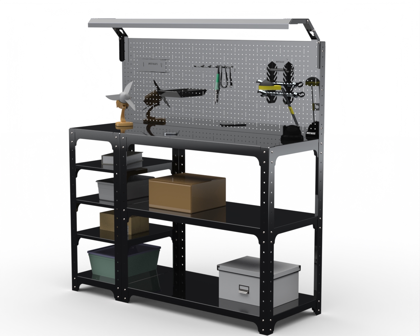 Изображение товара Стол-верстак Metalex KIT 205683 1800x400 мм с освещением и перфопанелью