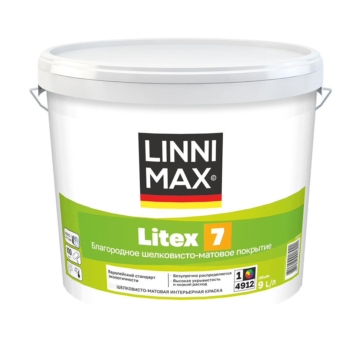 Изображение товара Краска интерьерная Linnimax Litex 7 база А белая 9 л
