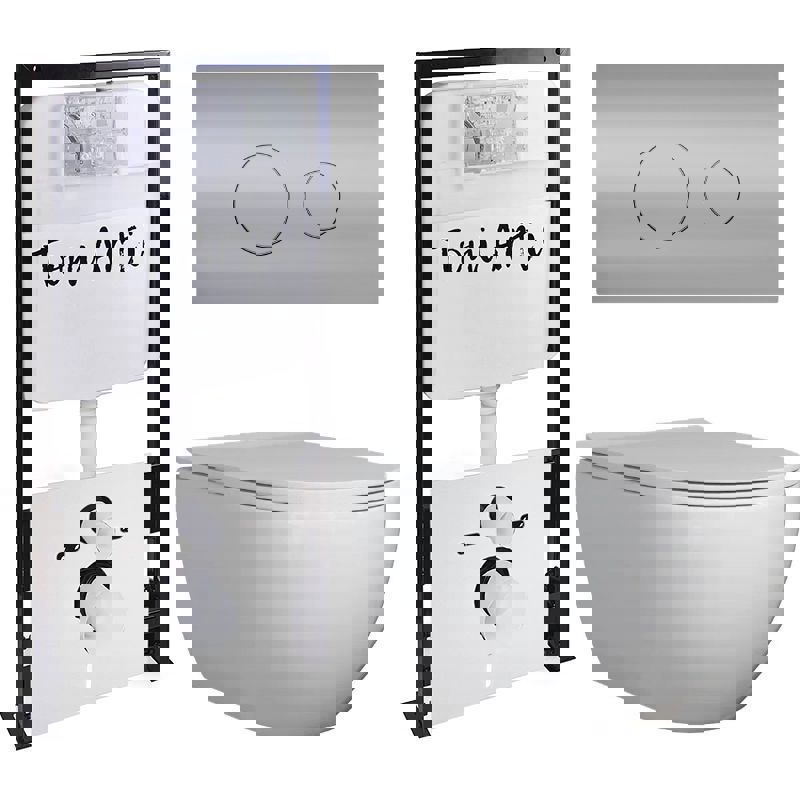 Изображение товара Комплект инсталляции с подвесным унитазом TONI ARTI Baglio TA-01 и кнопкой смыва TA-0081