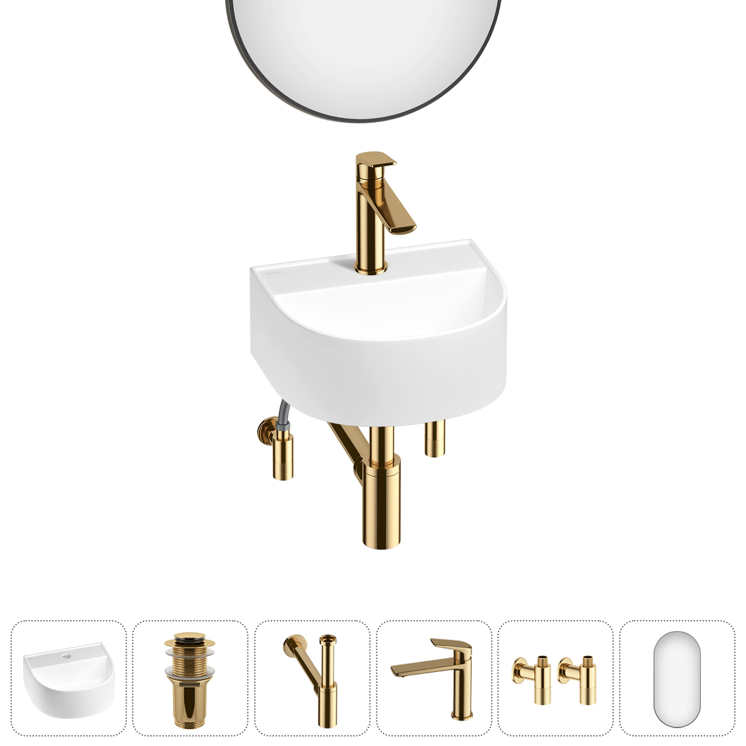 Изображение товара Раковина мини Wellsee WC Area 32см комплект 6 в 1 20218153R