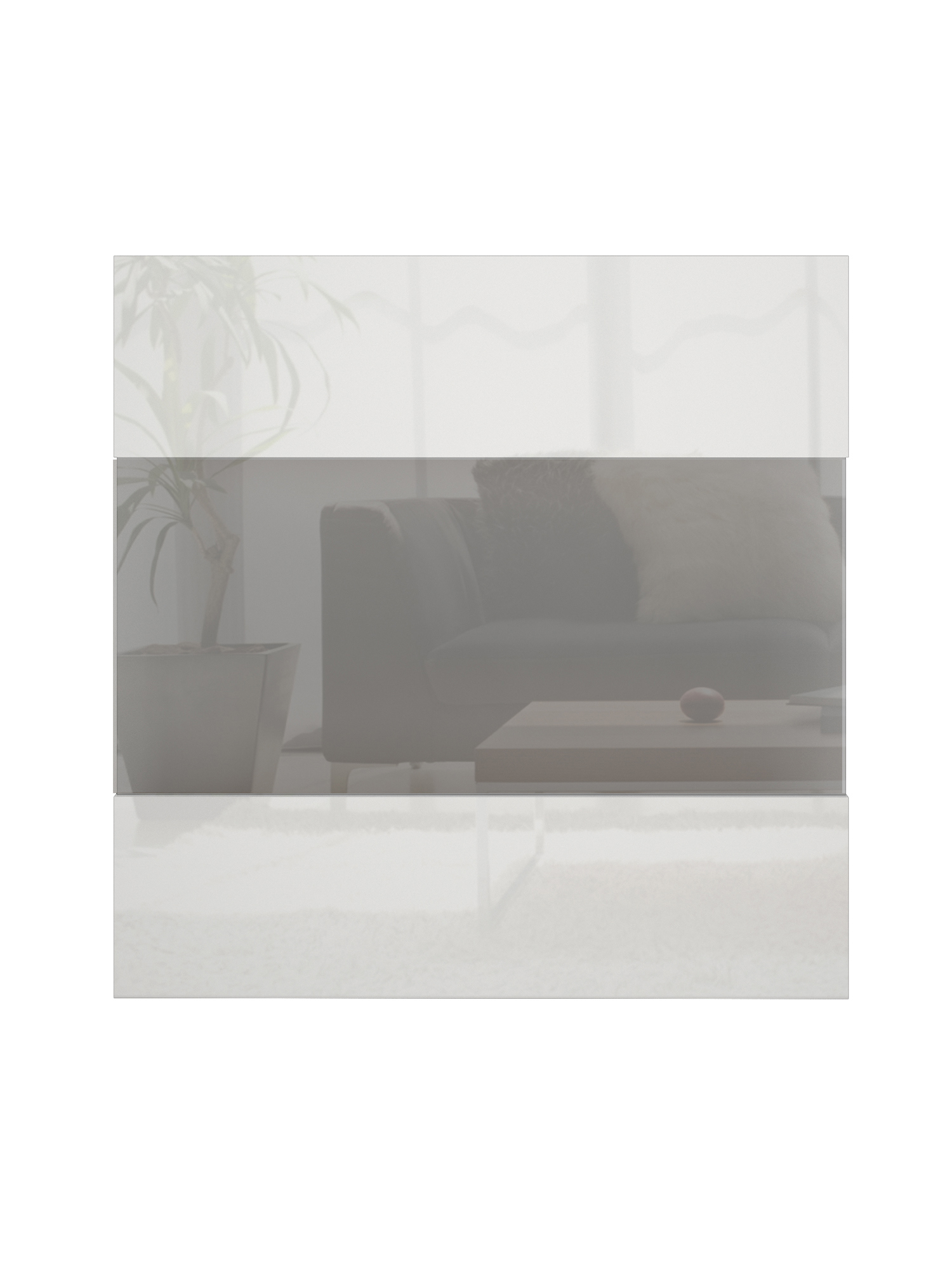 Изображение товара Навесная полка BENELI 59x36.6 см из ЛДСП со стеклом и белым глянцем