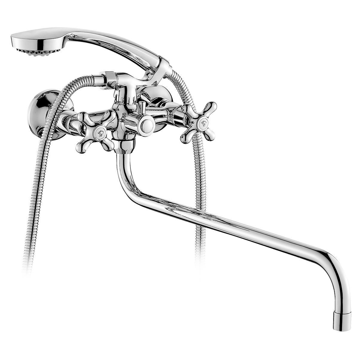 Изображение товара Двухвентильный смеситель для ванны Elghansa Retro 2702754-L с душевым набором хром