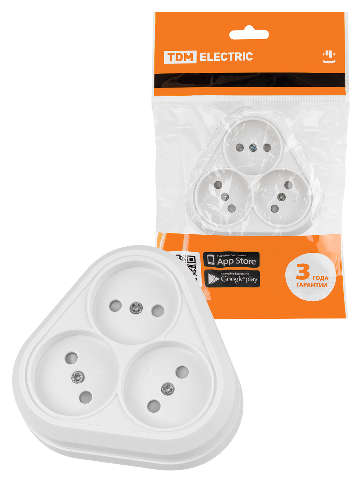 Изображение товара Розетка тройная накладная Tdm electric Ладога SQ1801-0137 со шторками цвет белый