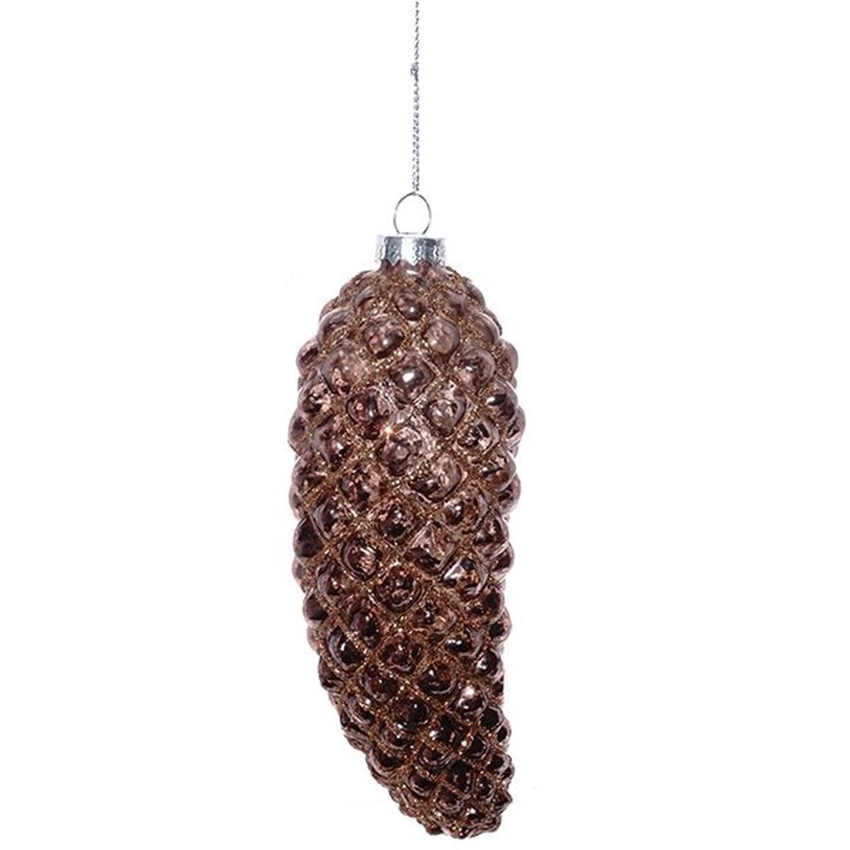 Изображение товара Елочная игрушка Алмазная шишка 13 см коричневая стеклянная украшение