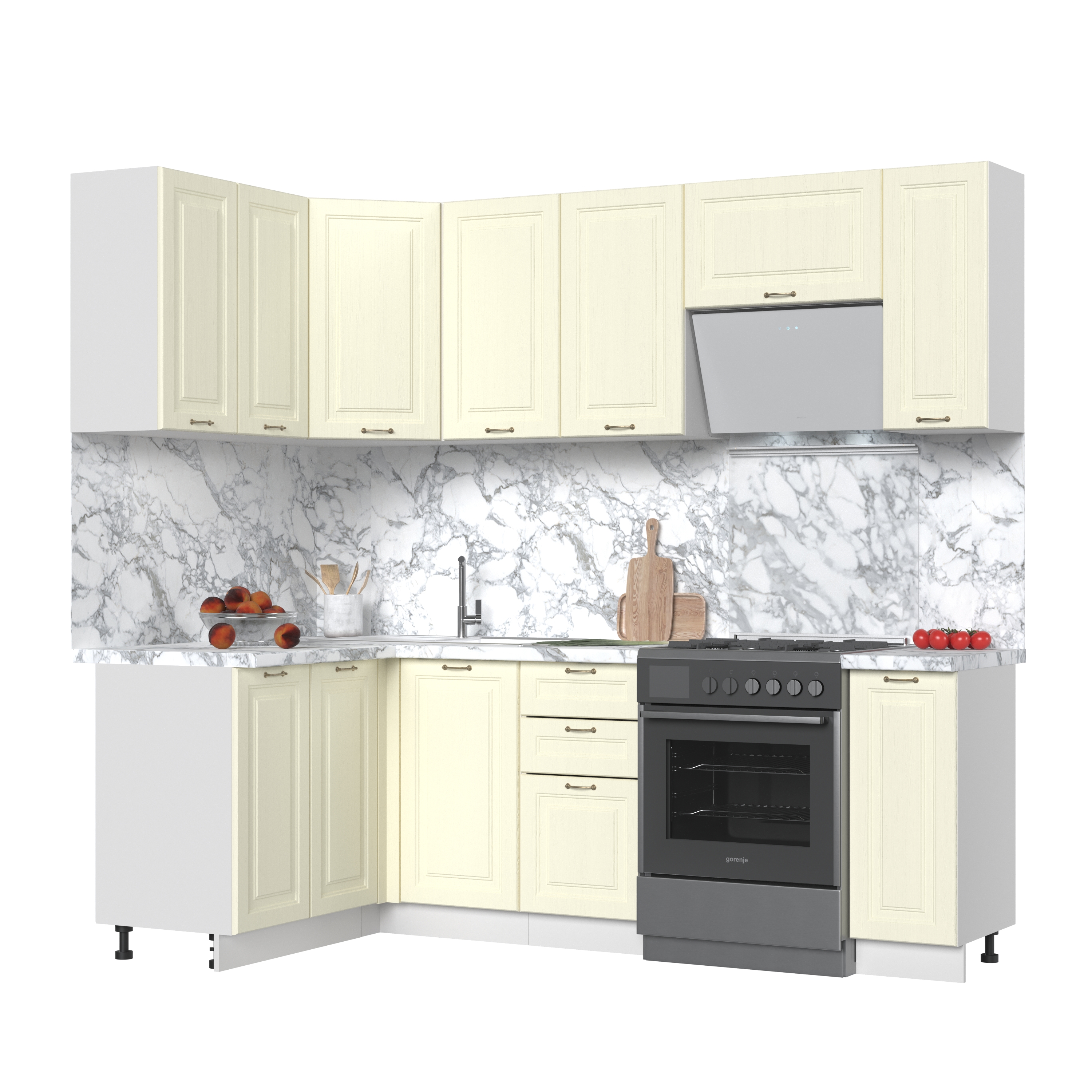 Изображение товара Кухонный гарнитур Kameol Франция УТ000589034 230x217x130 см ЛДСП цвет кремовый