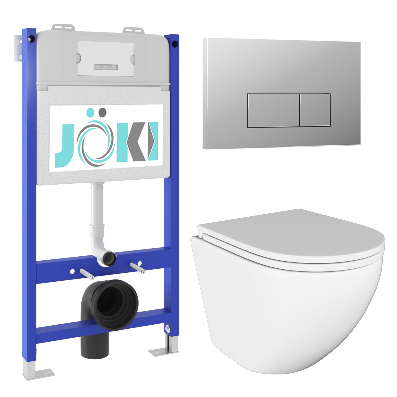 Изображение товара Комплект инсталляция с унитазом Joki JKS102033202CH белый, подвесной, безободковый