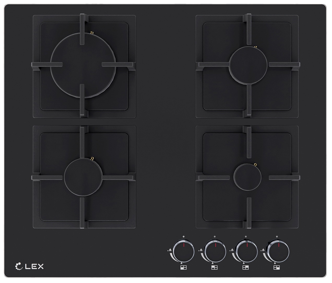 Изображение товара Газовая варочная панель Lex GVG 644A BBL 4 конфорки 60 см черная