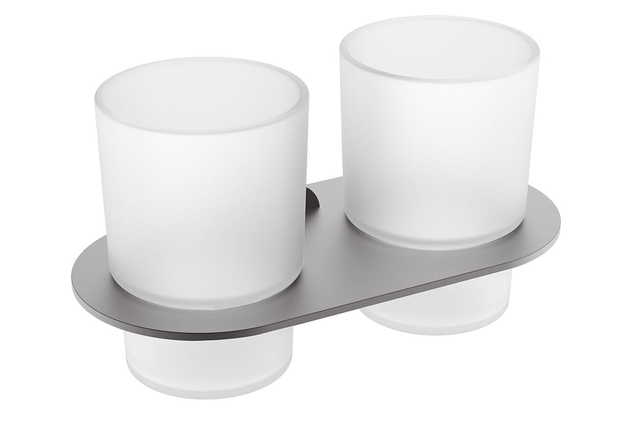 Изображение товара Держатель и два стакана Raglo R300.08.09 для зубных щеток графит современный дизайн