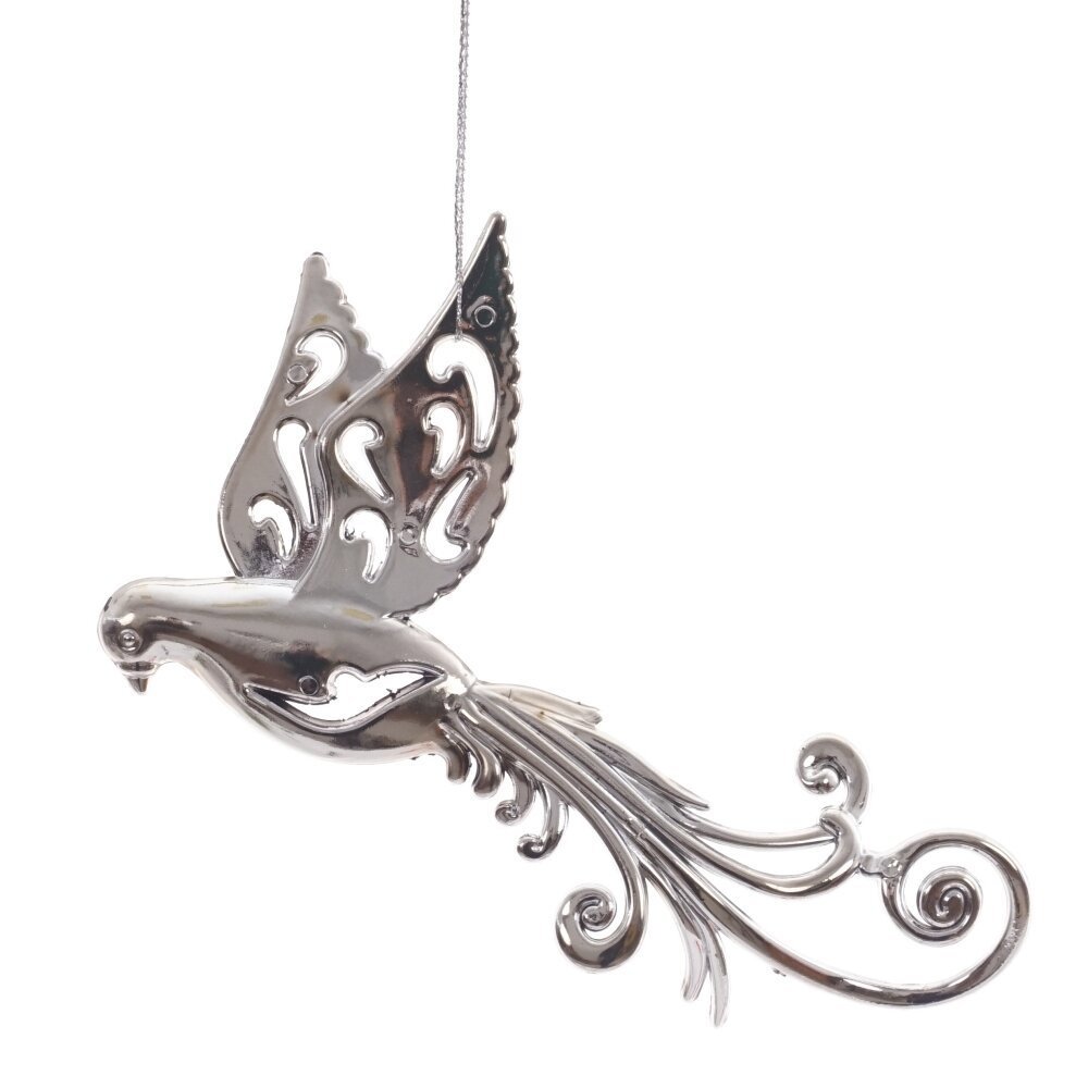 Изображение товара Елочная игрушка Птичка 15.5 см серебристая новогоднее украшение для елки и декора