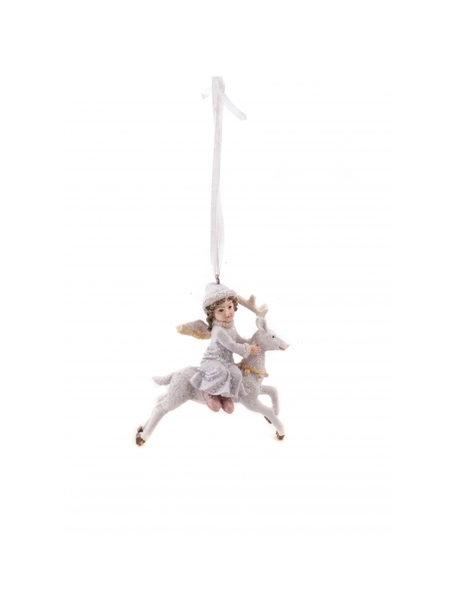 Изображение товара Елочная игрушка Девочка-ангел 9.5 см белая ПВХ Новогоднее украшение