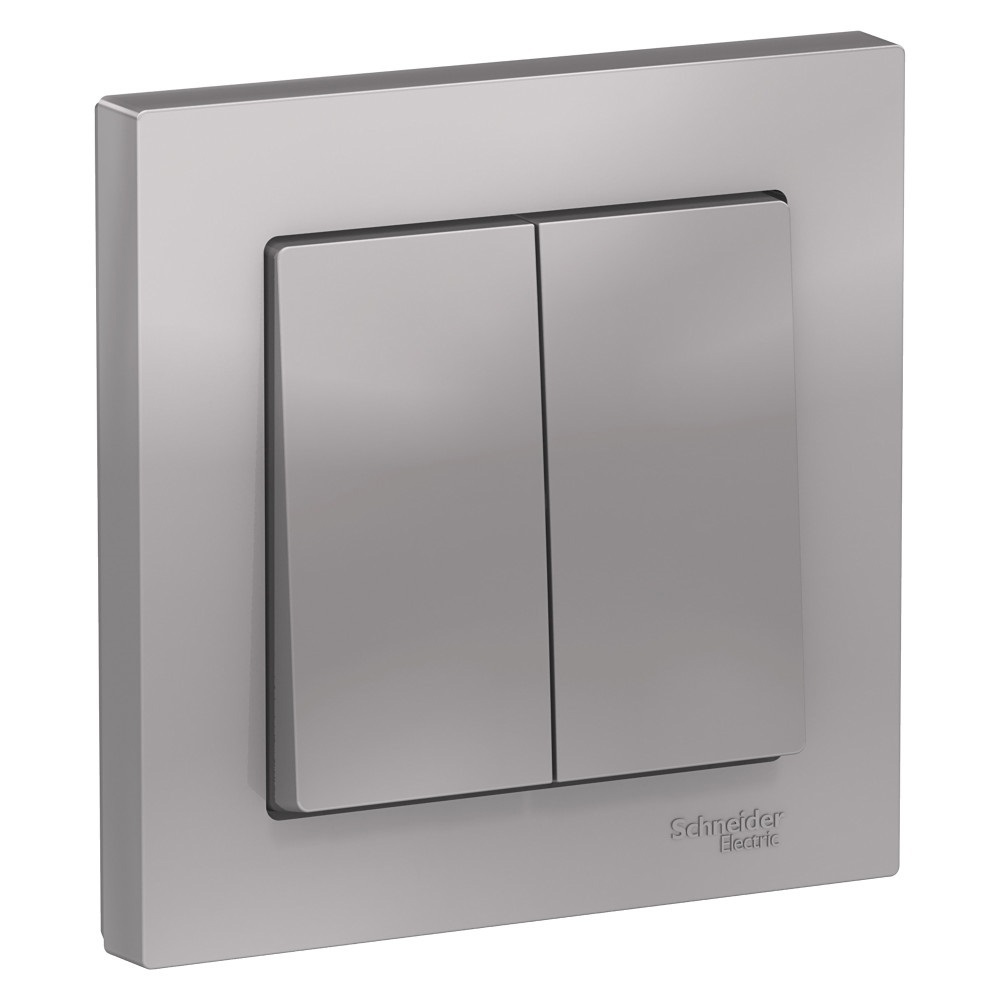 Изображение товара Выключатель встраиваемый Systeme electric AtlasDesign ATN000352 2 клавиши цвет алюминий 1 шт