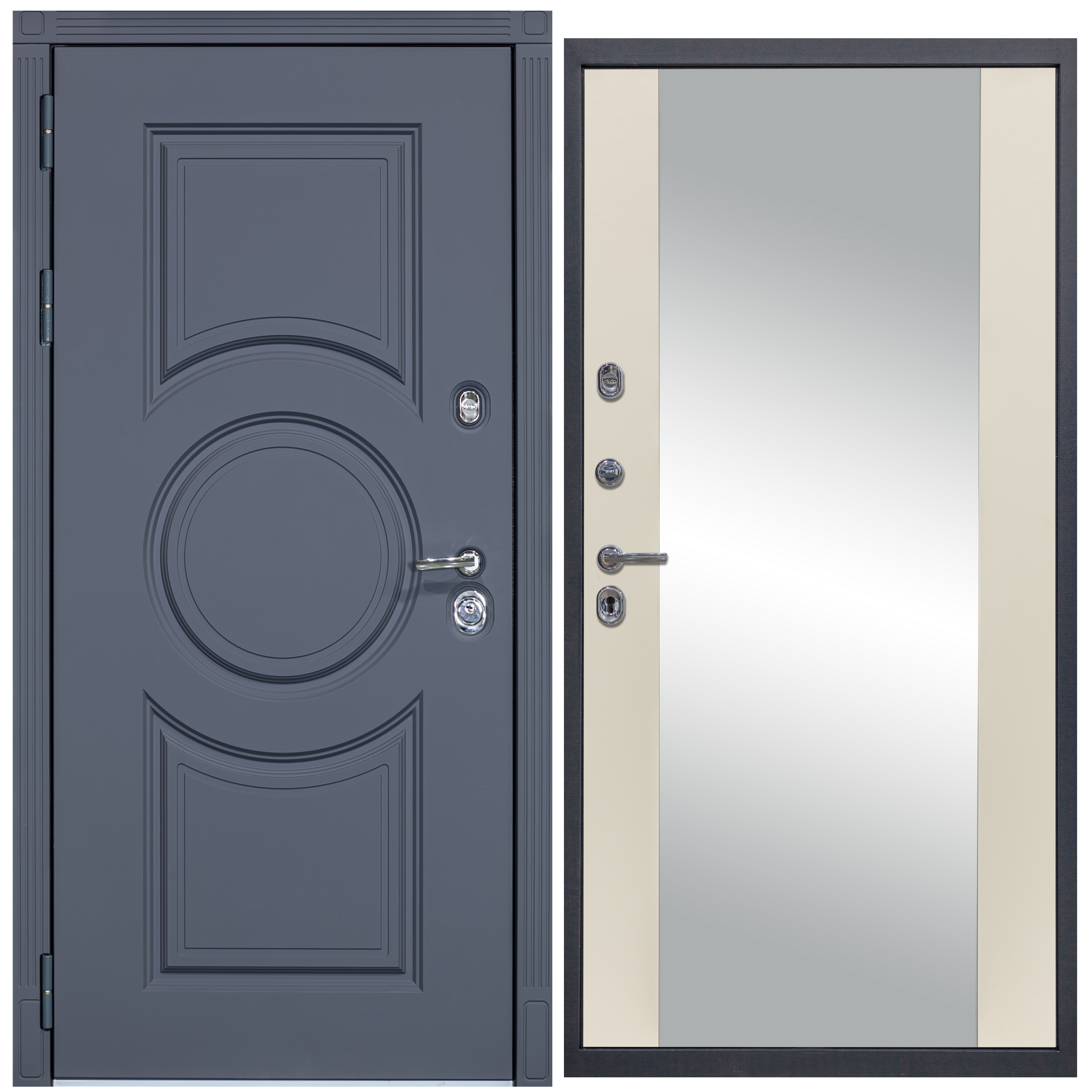 Изображение товара Входная дверь Diva STR МХ-30 205x96см левый цвет Д15 софт шампань/серый софт с зеркалом