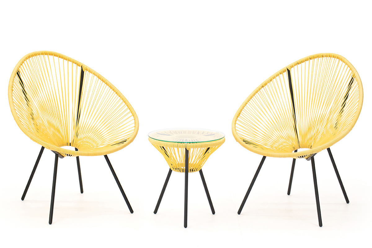 Изображение товара Набор садовой мебели для отдыха Kornera Акапулько 3 предмета желтый/золотой