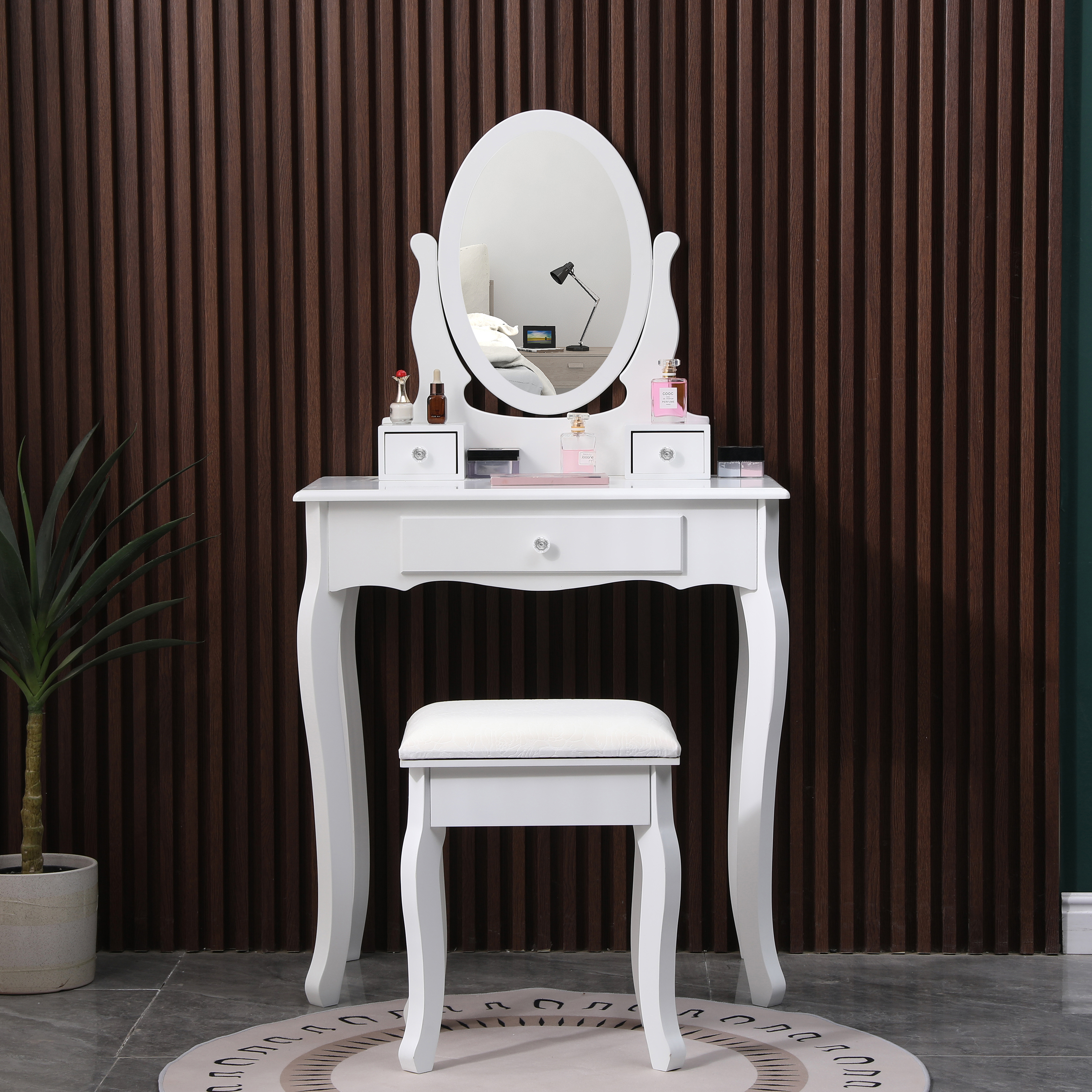 Изображение товара Туалетный столик с зеркалом Vinotti 71x129x40 см цвет белый