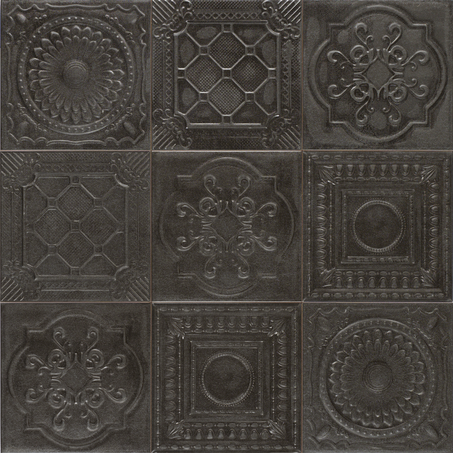 Изображение товара Керамическая плитка Mainzu Metal tiles Relief Silver 20x20 см для стен