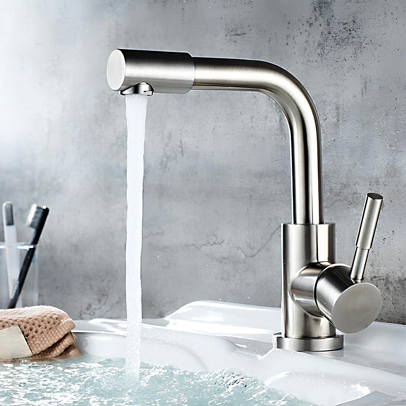 Изображение товара Смеситель для кухни Oute T40371 поворотный излив из нержавеющей стали сатин