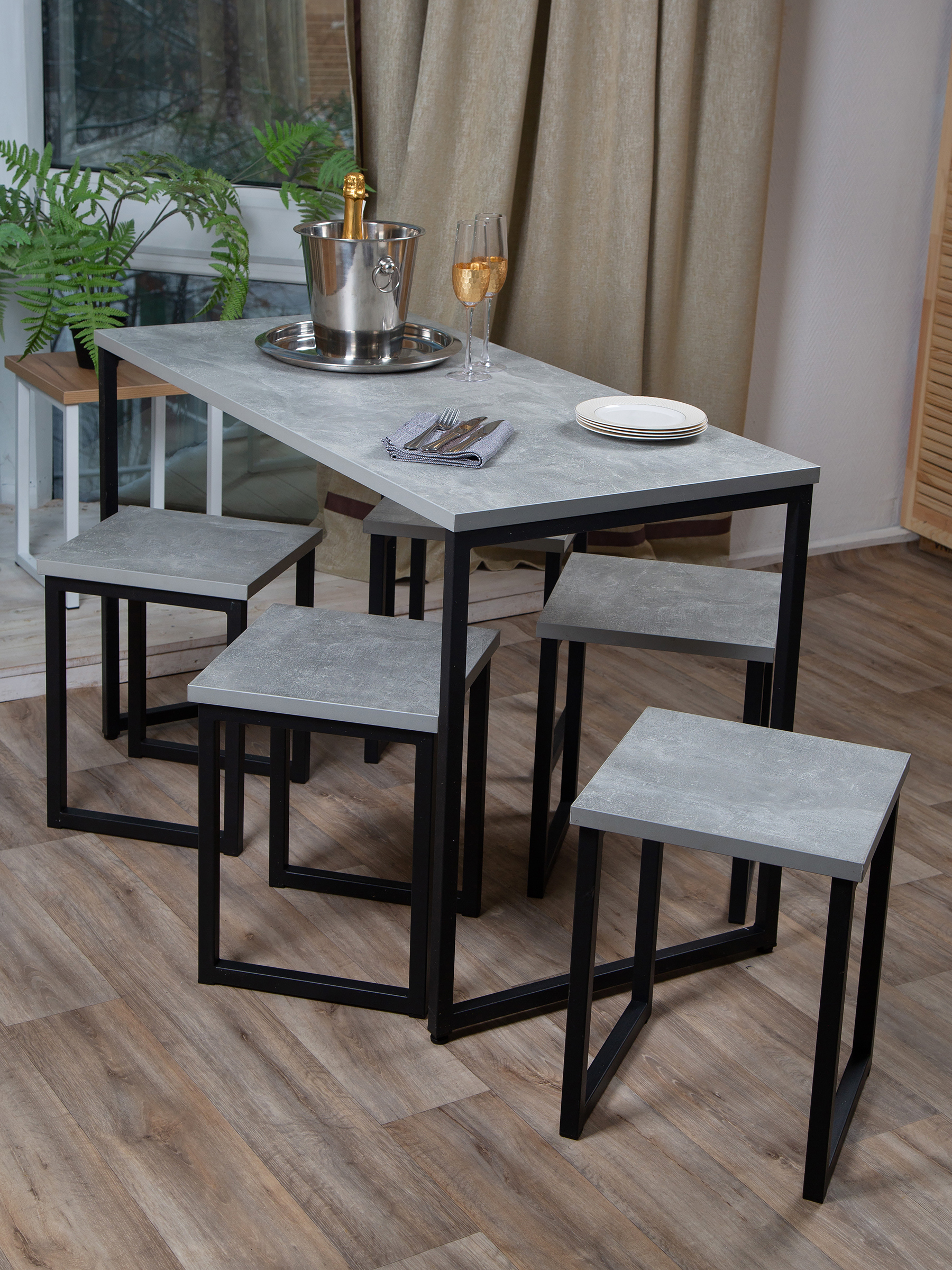 Изображение товара Обеденный стол в стиле Лофт Diko loft DL-867341 120x70 см ламинированный серый