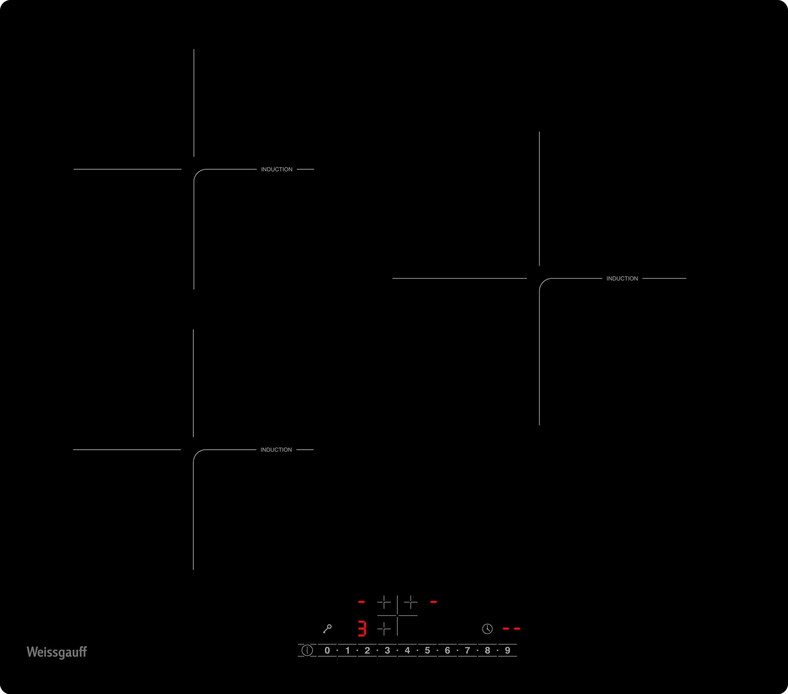 Изображение товара Электрическая варочная панель Weissgauff HI 630 BSC 59 см 3 конфорки цвет черный