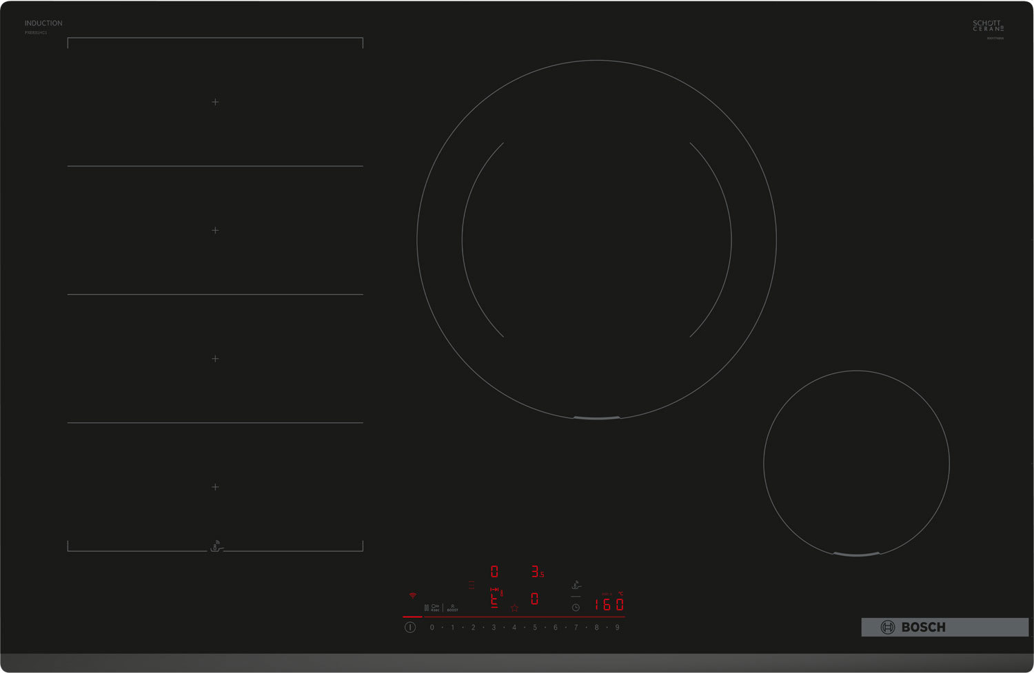 Изображение товара Электрическая варочная панель Bosch PXE831HC1E 702930 80.2 см 4 конфорки цвет черный