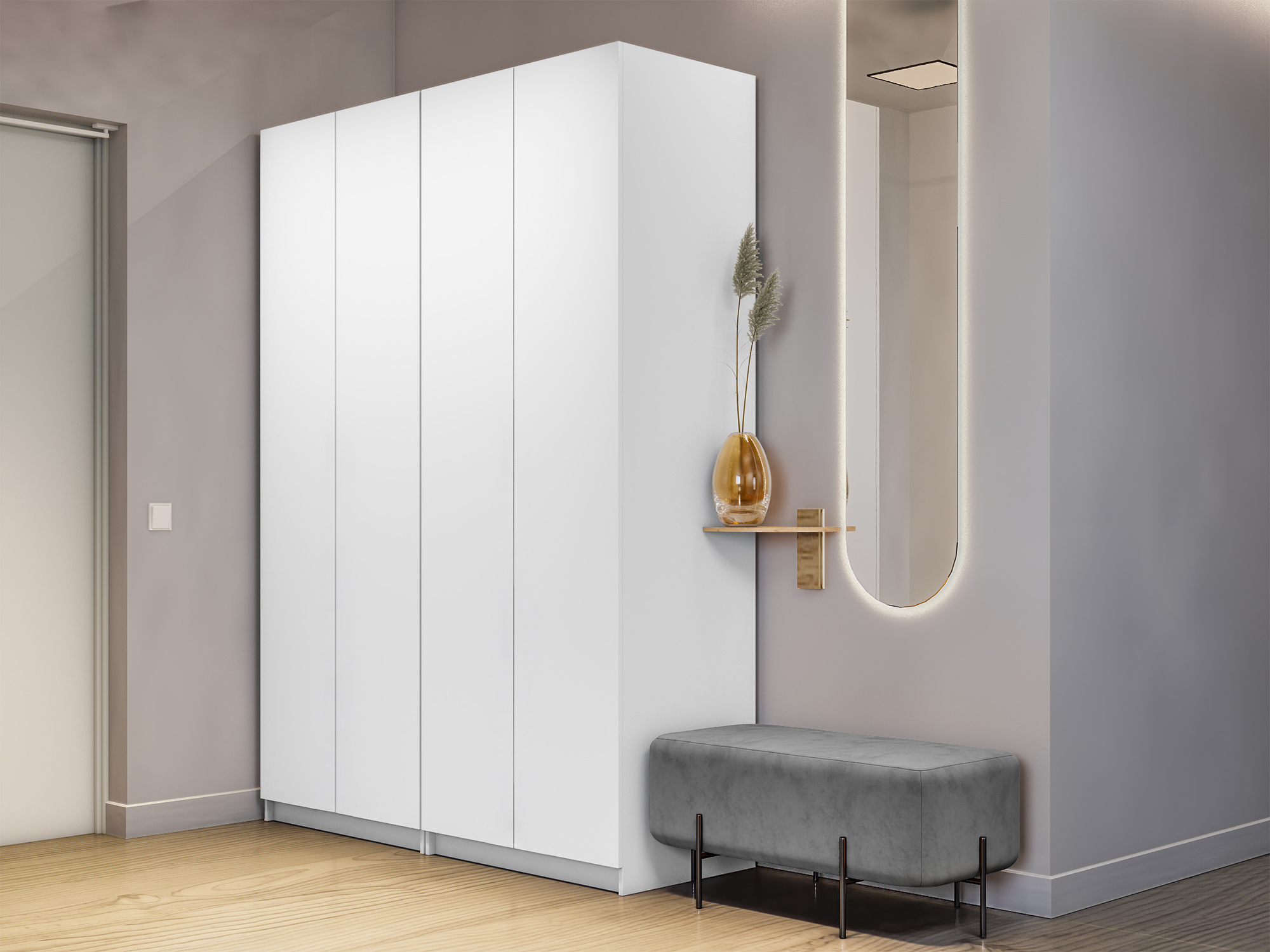 Изображение товара Шкаф распашной Мебельная компания Е1 LCKS2_GL_2SH_M1 162x220 см