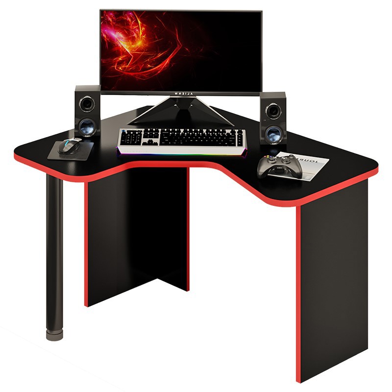 Изображение товара Стол Мэрдэс СКЛ-ИгрУгл120Ч+НКИЛ-УГЛ Ч левый 120x88x100 см ЛДСП цвет красный/черный