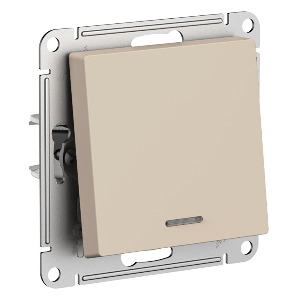 Изображение товара Переключатель встраиваемый Systeme electric AtlasDesign ATN001263 1 клавиша с подсветкой цвет бежевый