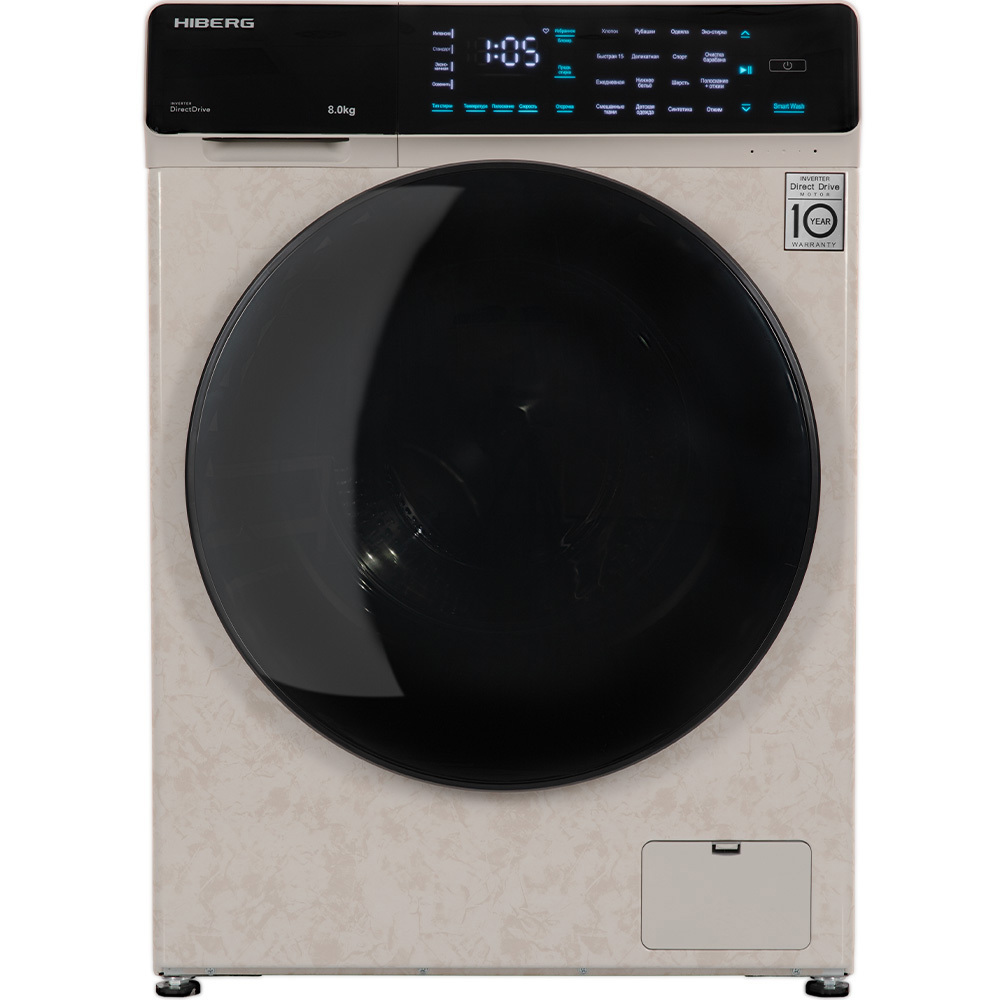 Изображение товара Стиральная машина Hiberg I-ddq9 - 812 YM 8 кг фронтальная бежевый мрамор