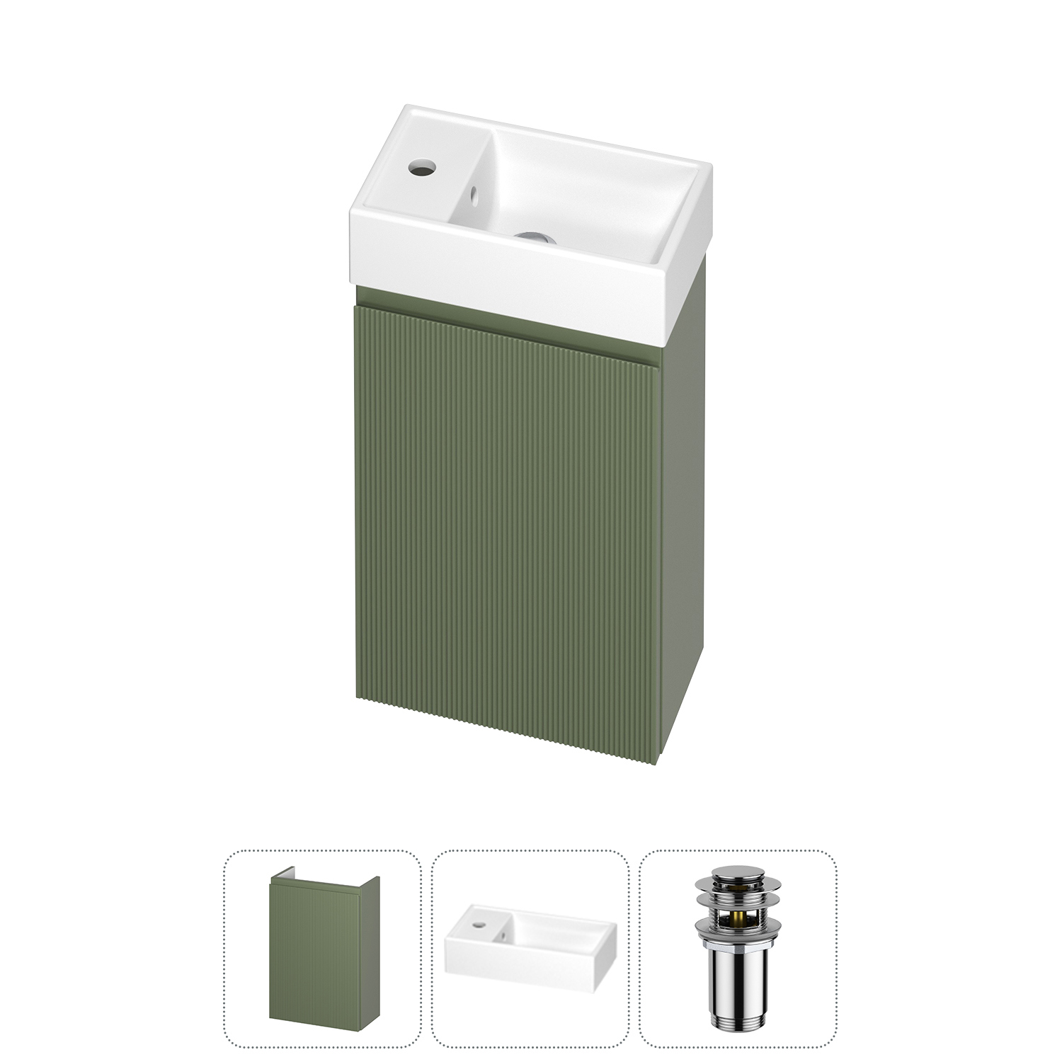 Изображение товара Тумба с раковиной Wellsee WC Area 20216836R зеленая 40 см