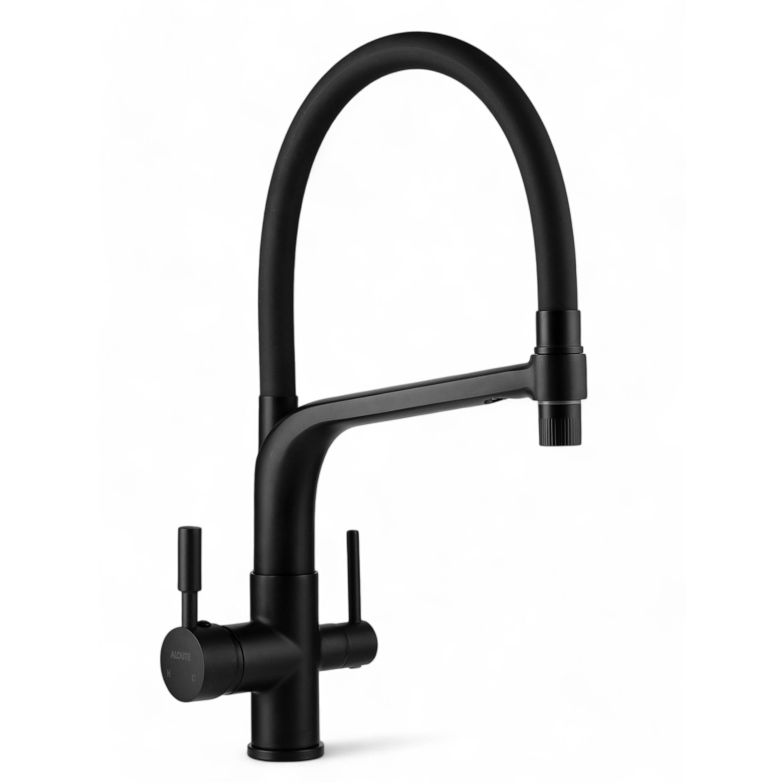 Изображение товара Смеситель для кухни Aloute A61313H-2 гибкий излив 19.5 см цвет черный