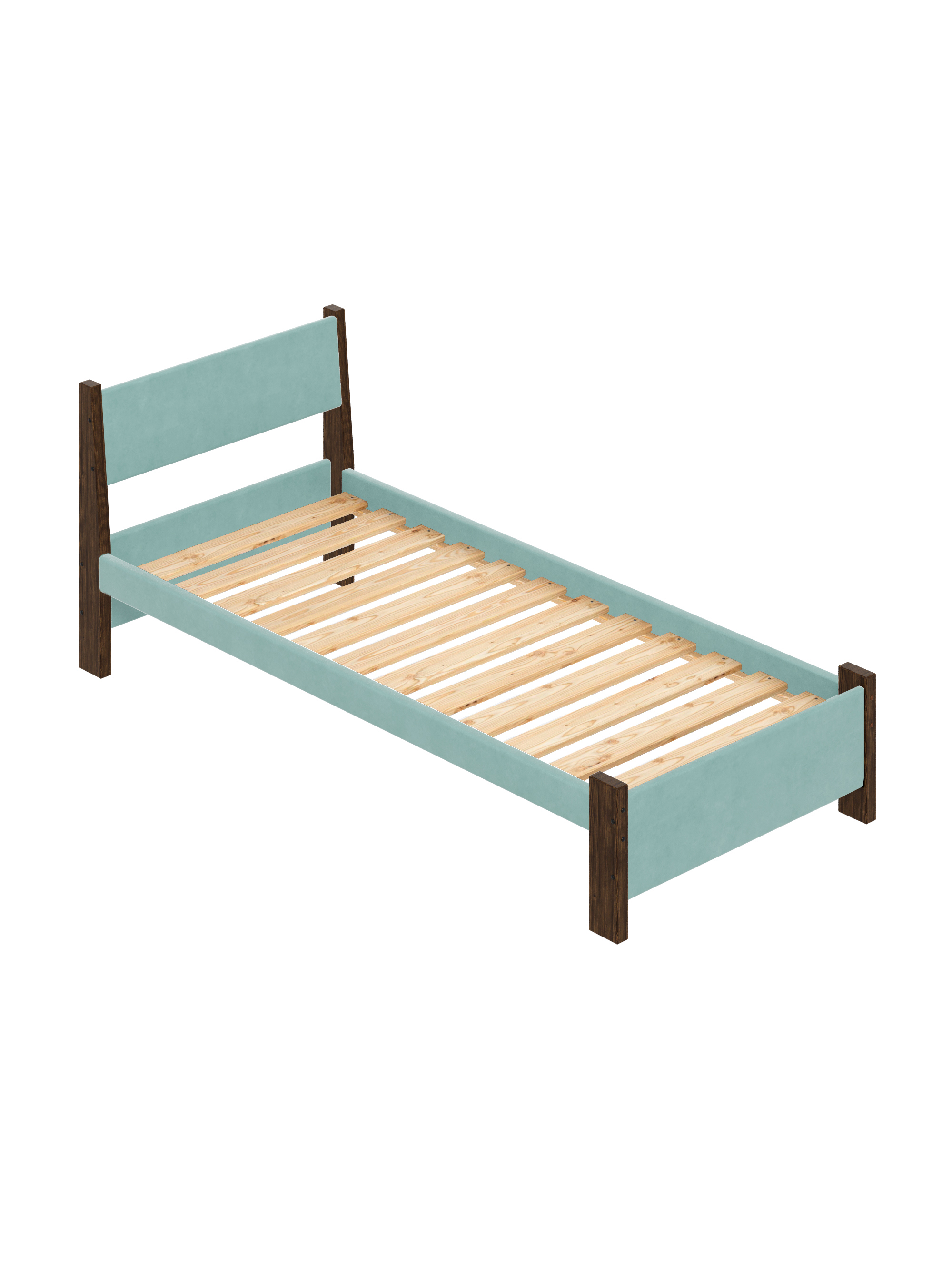 Изображение товара Кровать Solarius Мишка реечное основание 80 x 80 x 200 см дерево цвет тиффани;венге