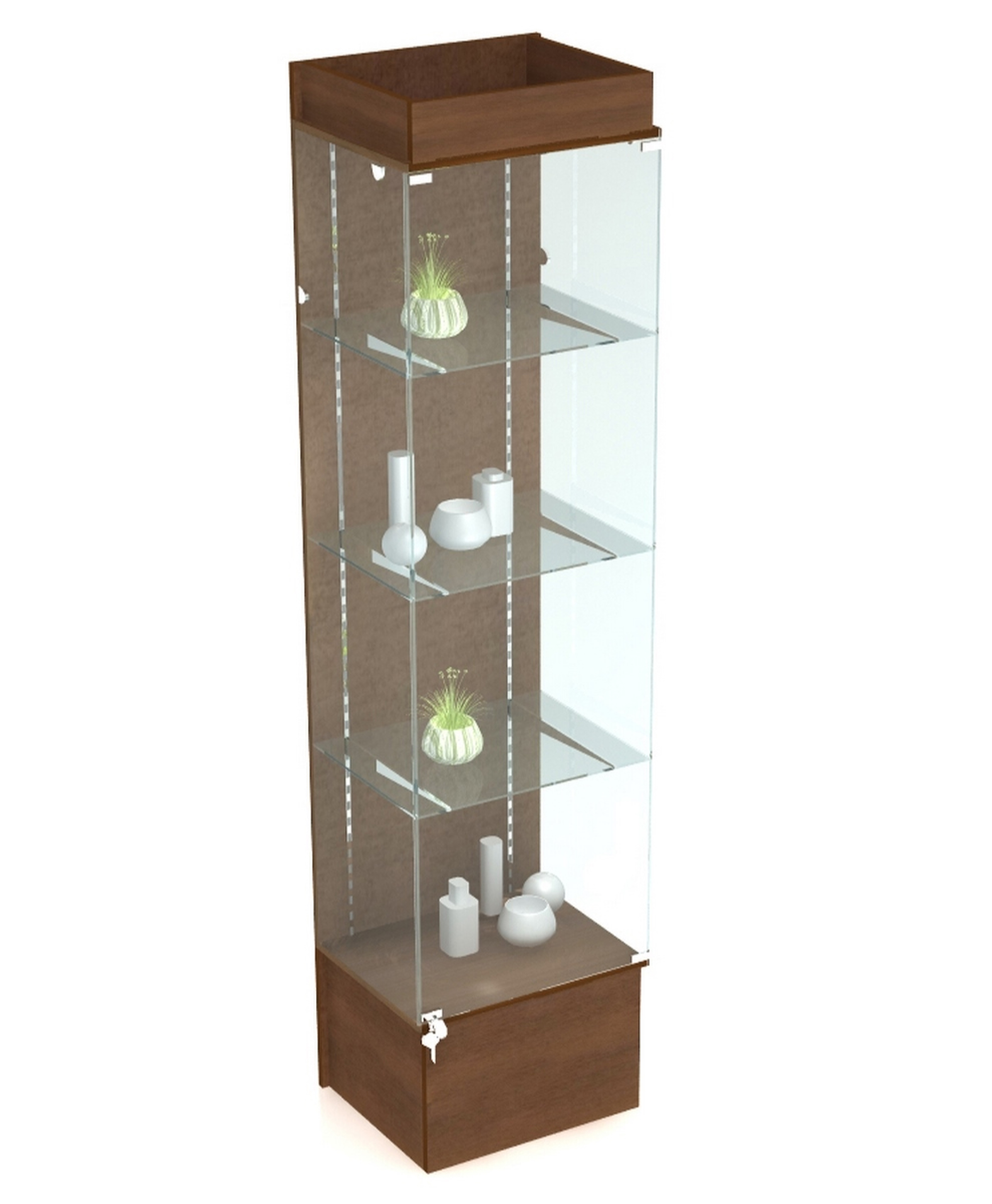 Изображение товара Стеклянная витрина 50x200 см Венге с подсветкой и замком