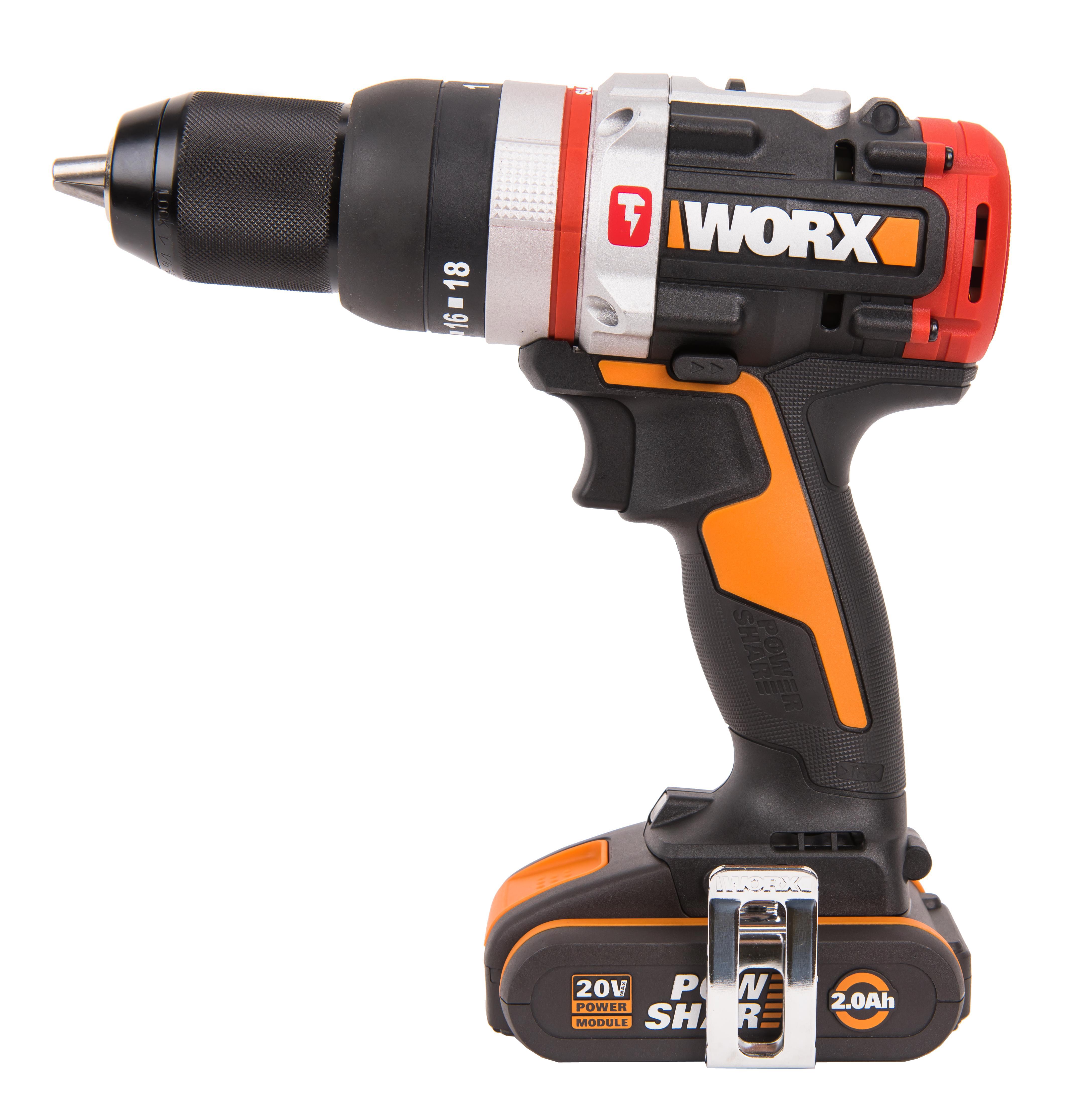 Изображение товара Аккумуляторная дрель-шуруповерт WORX WX354 с ударной функцией и 20 В батареей