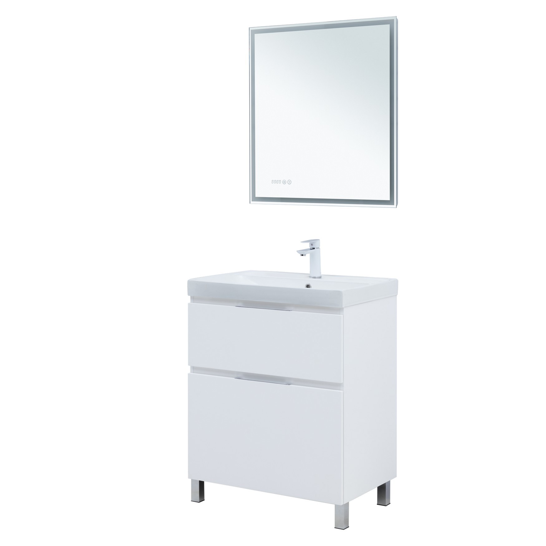 Изображение товара Тумба под раковину Aquanet Алвита New 69.6см белый матовый напольная с двумя ящиками