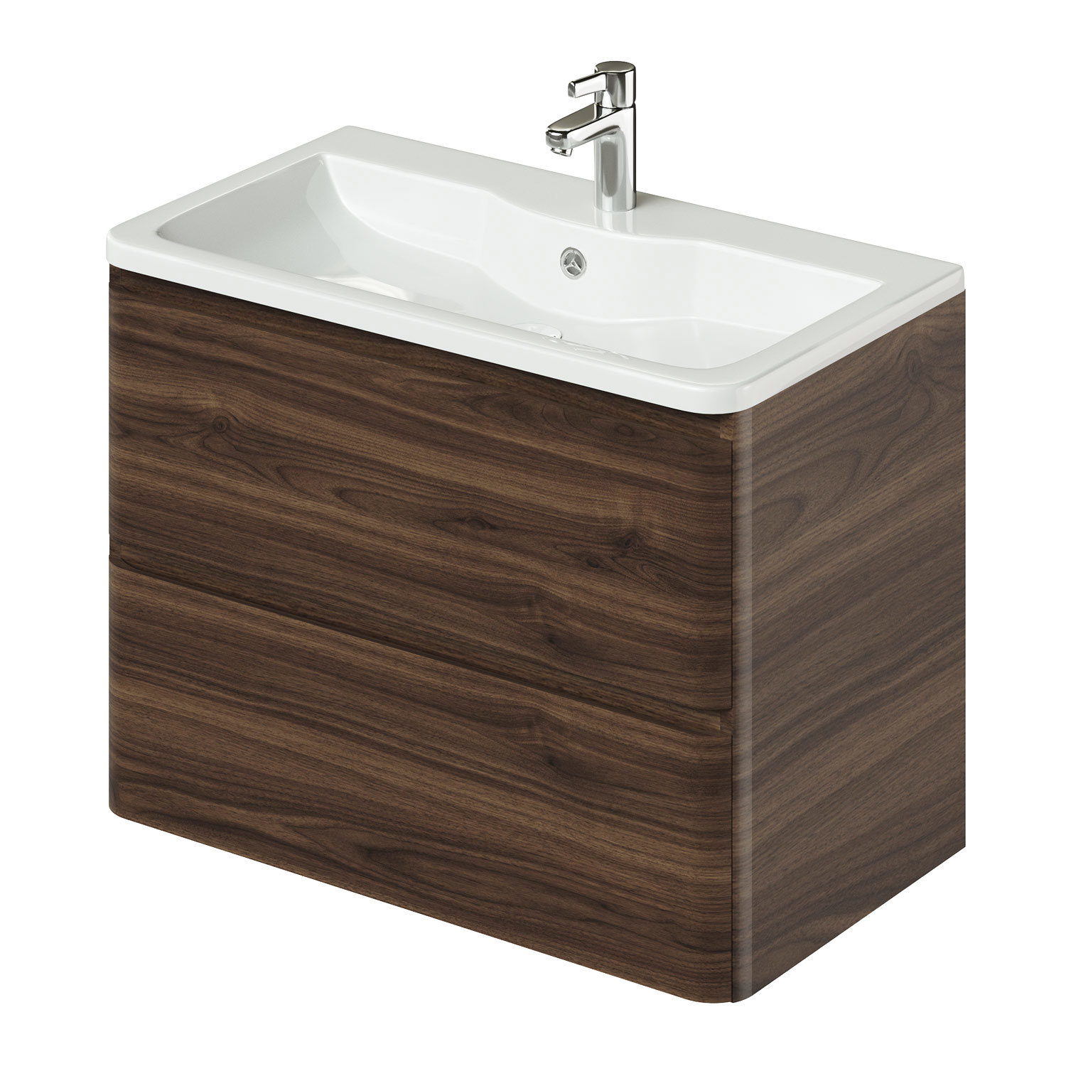Изображение товара Тумба под раковину подвесная Итана 4657834371675 78.9см с раковиной цвет темно-коричневый