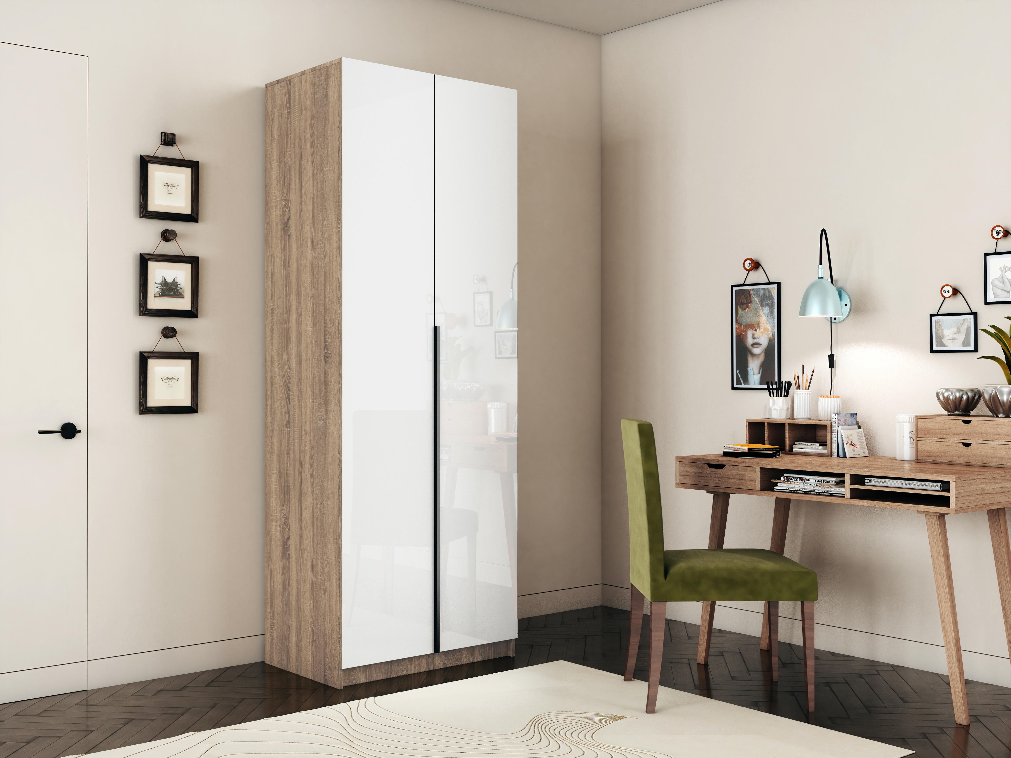 Изображение товара Шкаф распашной Мебельная компания е1 LCKSb 800 S 81x220x52.5 см бежевый соонома