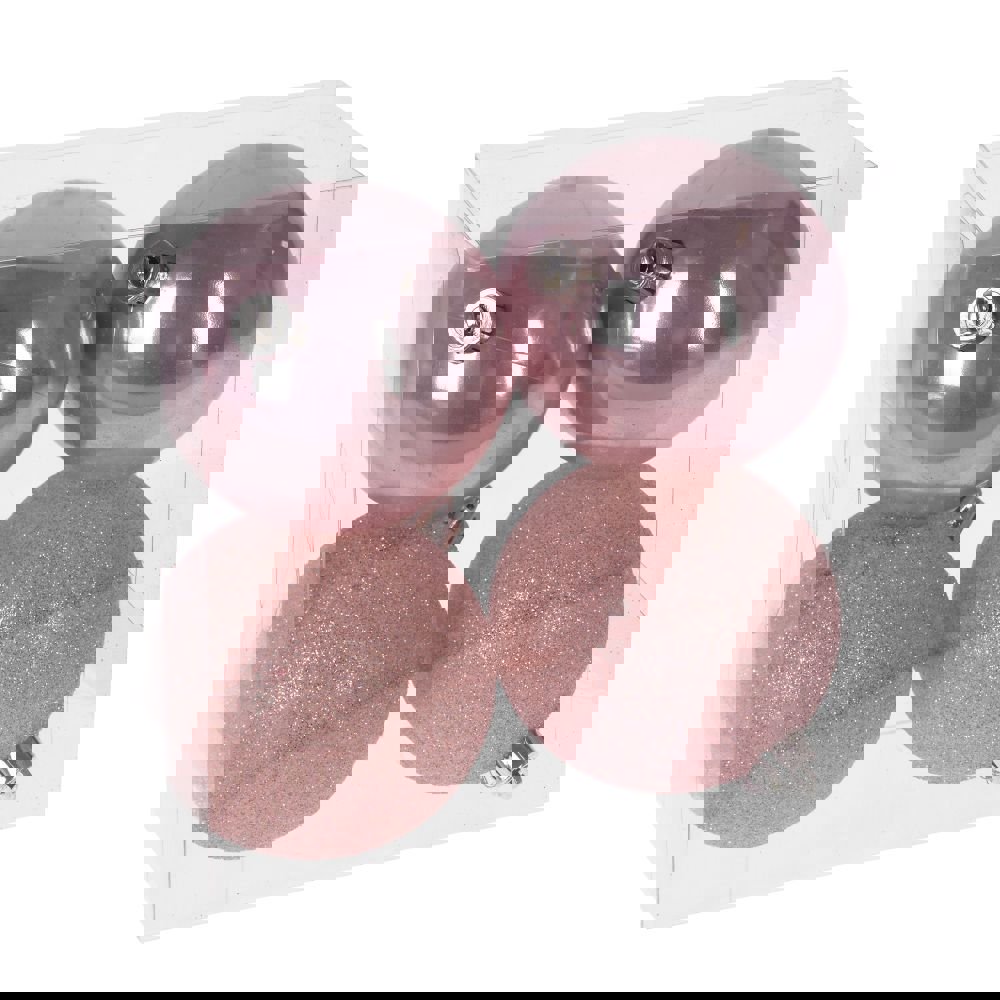 Изображение товара Набор елочных шаров No name 722932 Нежность 8 см пвх розовый 4 шт