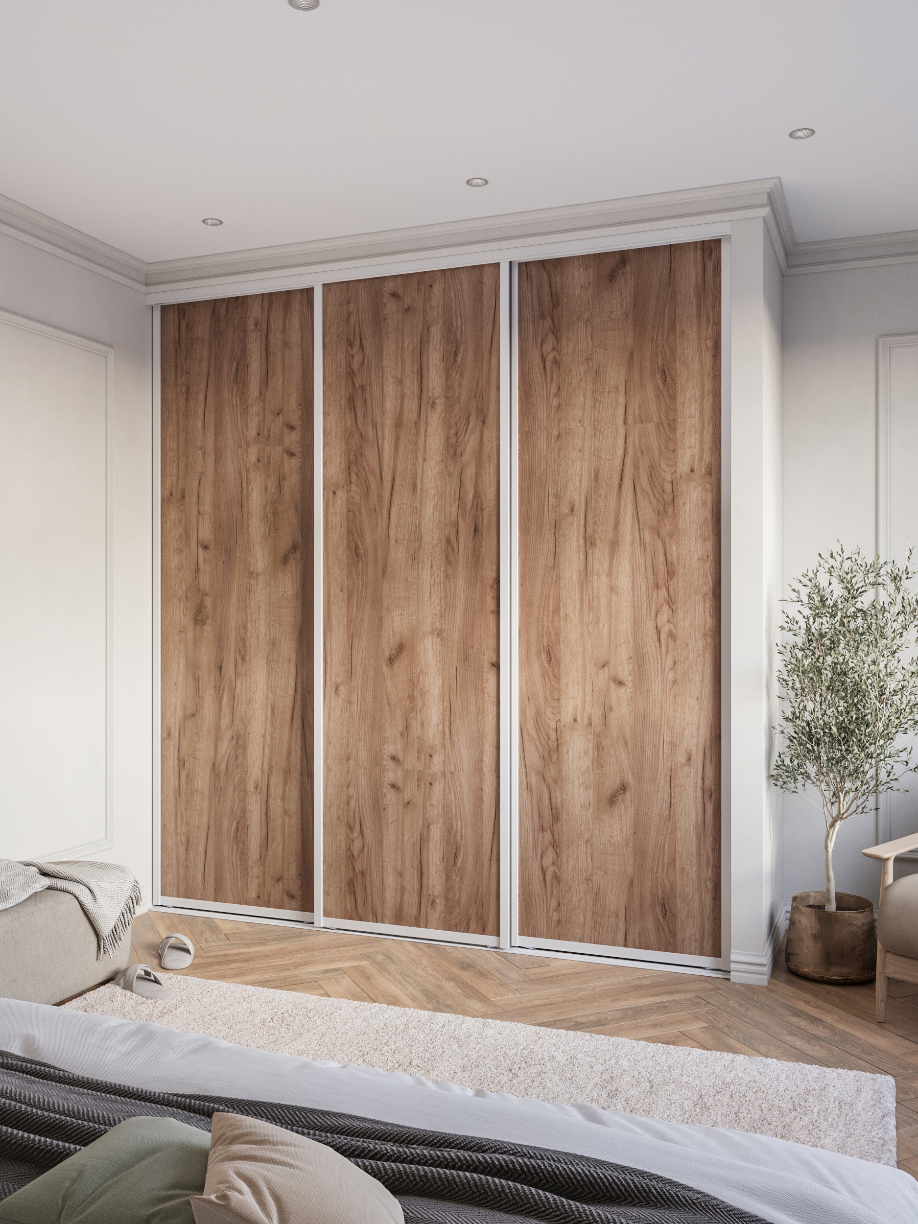 Изображение товара Дверь-купе DKP85/245.K004-53 245.5x85 см ЛДСП алюминий белый коричневый табак