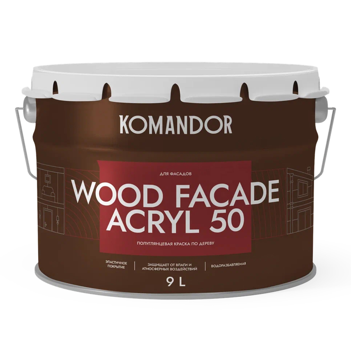 Изображение товара Краска фасадная по дереву Wood Facade Acryl 50 цвет белый база A 9 л