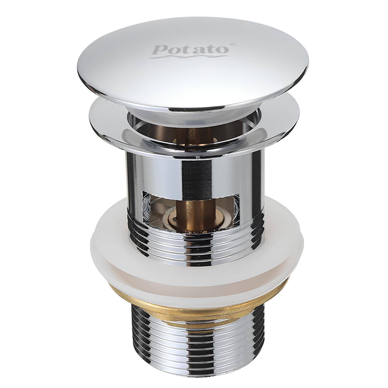 Изображение товара Донный клапан для раковины Potato 8 см ø66 клик-клак цвет хром