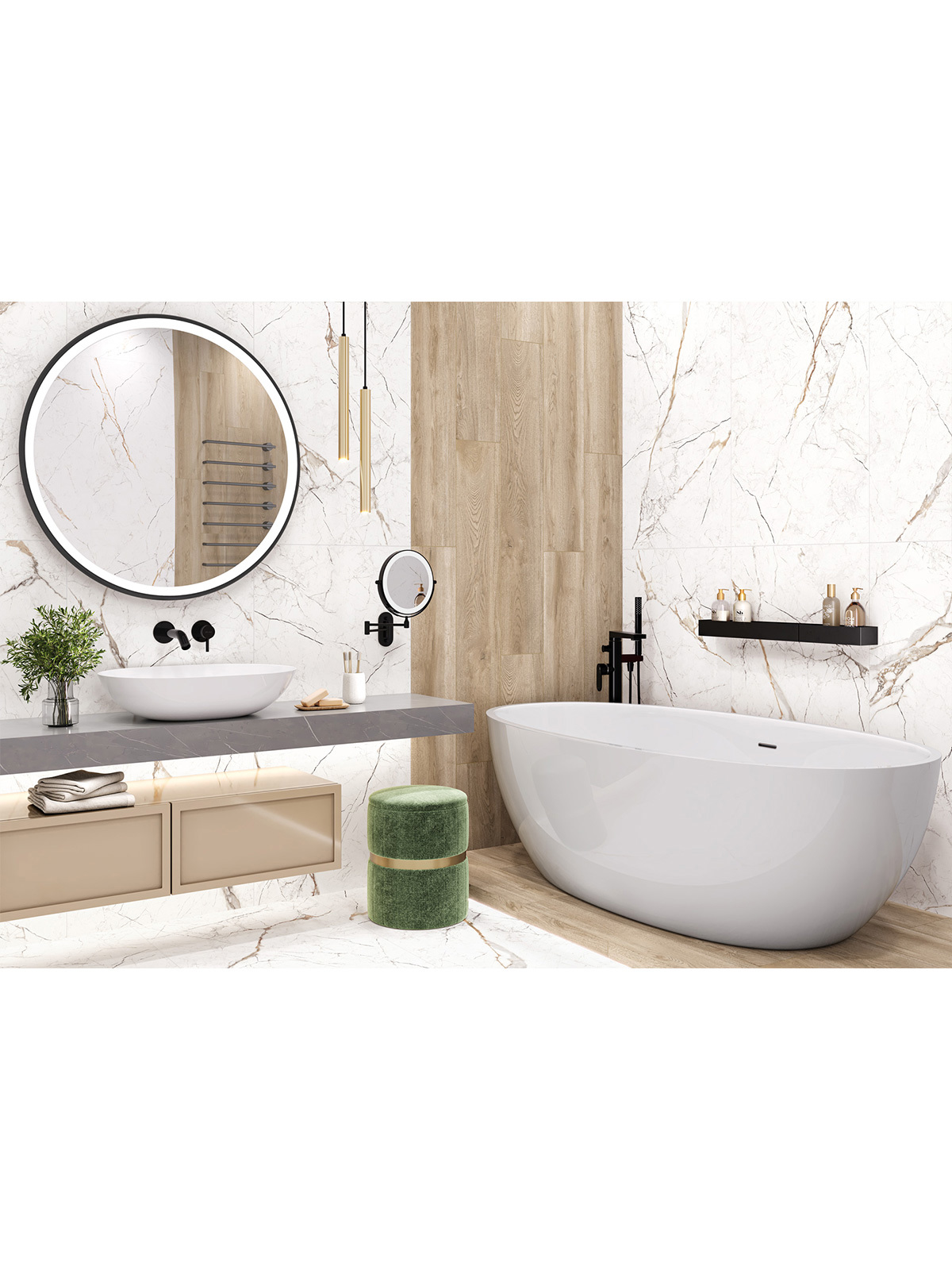 Изображение товара Керамогранит Alma ceramica Rock line GFU60120RKL04R 60x120 см белый
